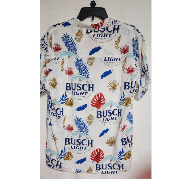 busch light collared button down short sleeve shirt medium - Picture 6 of 7